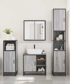 vidaXL Waschbeckenunterschrank Grau Sonoma 65x33x60 cm Holzwerkstoff