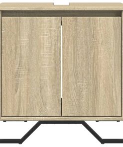 vidaXL Waschbeckenunterschrank Sonoma-Eiche 60x35x60 cm Holzwerkstoff