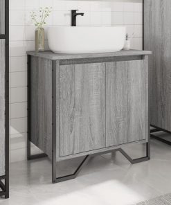 vidaXL Waschbeckenunterschrank Grau Sonoma 60x35x60 cm Holzwerkstoff