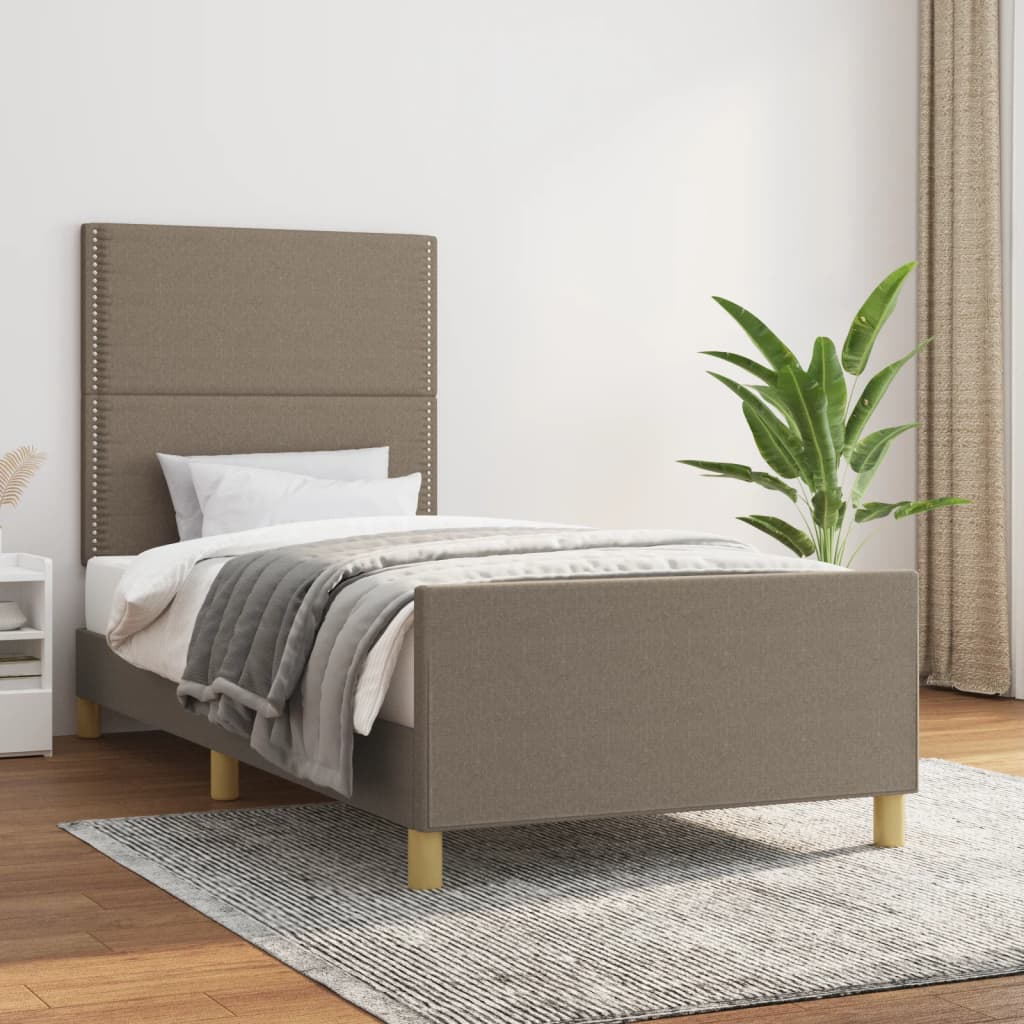 vidaXL Bettgestell ohne Matratze Taupe 90x190 cm Stoff