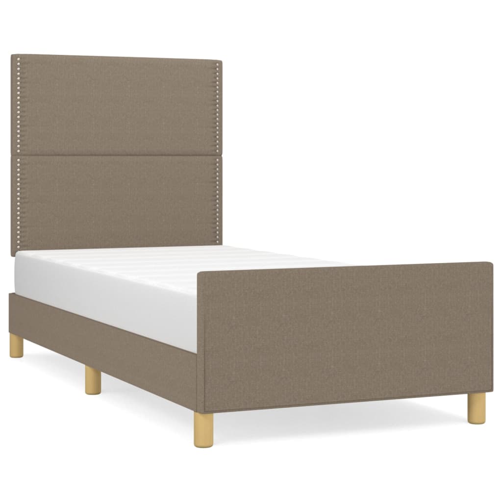 vidaXL Bettgestell ohne Matratze Taupe 90x190 cm Stoff - Image 4