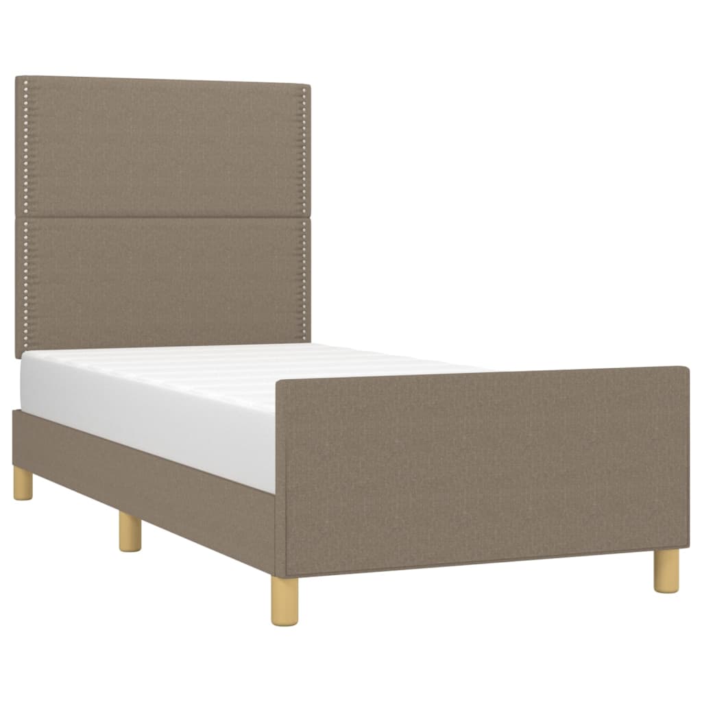 vidaXL Bettgestell ohne Matratze Taupe 90x190 cm Stoff - Image 3