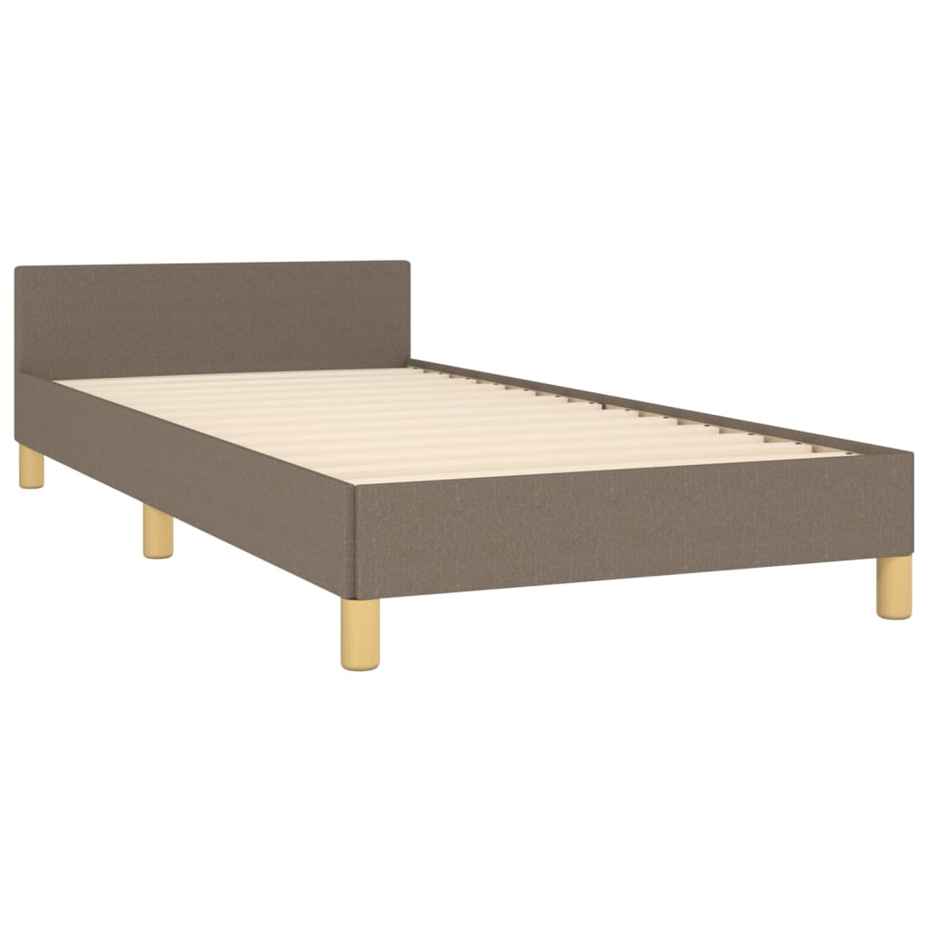 vidaXL Bettgestell ohne Matratze Taupe 90x190 cm Stoff - Image 5