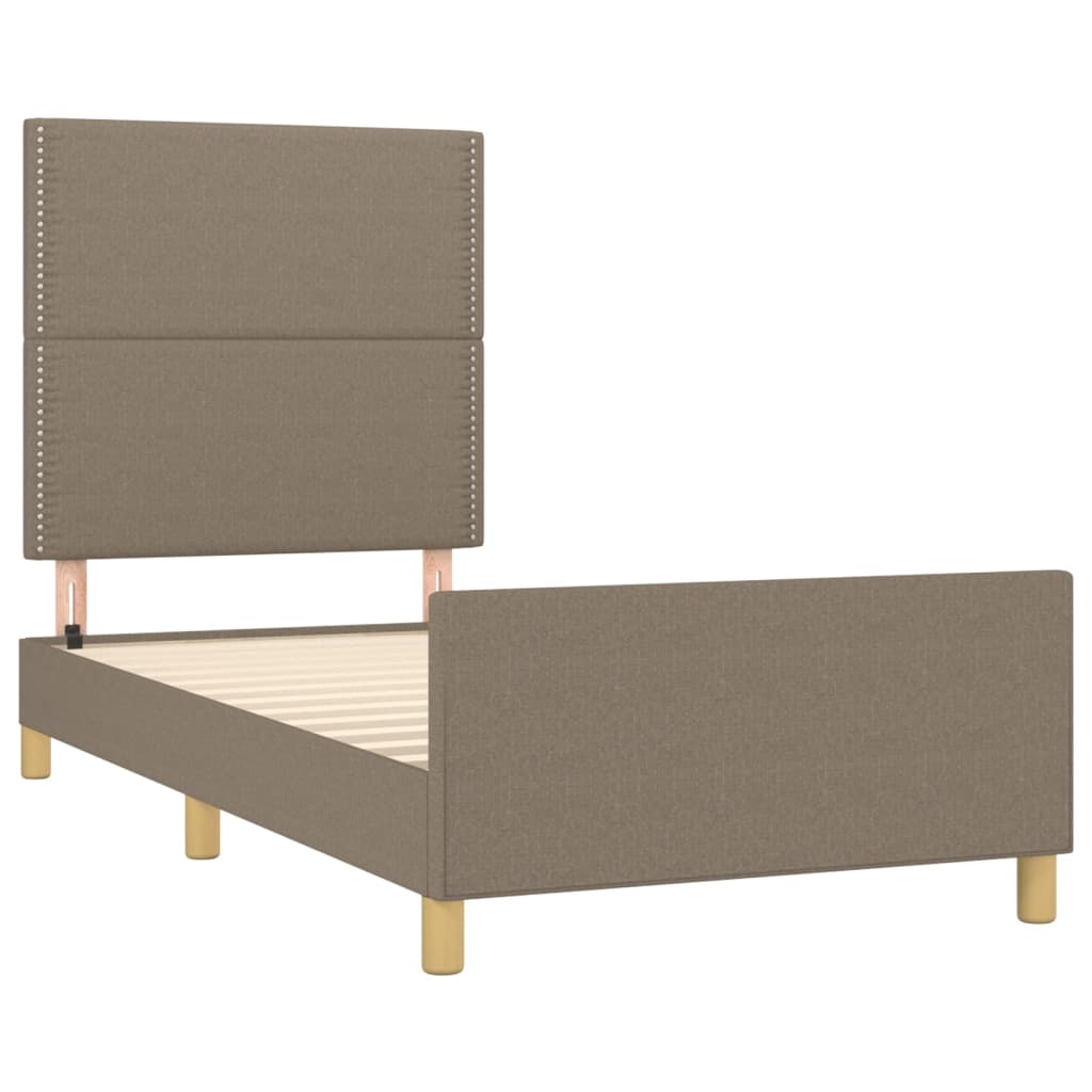vidaXL Bettgestell ohne Matratze Taupe 90x190 cm Stoff - Image 6