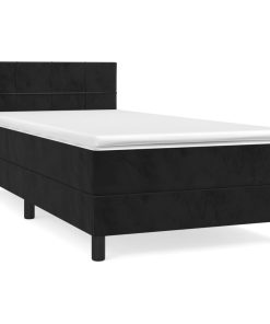 vidaXL Boxspringbett mit Matratze Schwarz 100x200 cm Samt