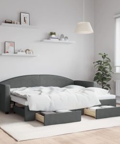vidaXL Tagesbett Ausziehbar mit Schubladen Dunkelgrau 80x200 cm Stoff