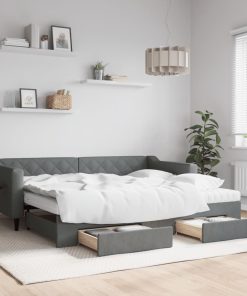 vidaXL Tagesbett Ausziehbar mit Schubladen Dunkelgrau 90x200 cm Stoff