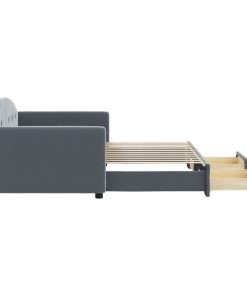 vidaXL Tagesbett Ausziehbar mit Schubladen Dunkelgrau 90x200 cm Samt