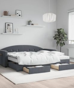 vidaXL Tagesbett Ausziehbar mit Schubladen Dunkelgrau 90x200 cm Samt
