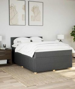 vidaXL Boxspringbett mit Matratze Dunkelgrau 140x200 cm Stoff