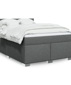 vidaXL Boxspringbett mit Matratze Dunkelgrau 140x200 cm Stoff