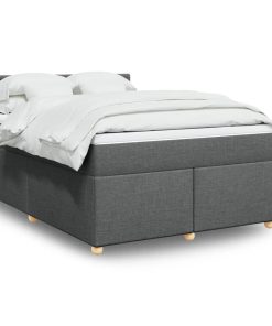 vidaXL Boxspringbett mit Matratze Dunkelgrau 140x200 cm Stoff