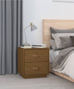  vidaXL Nachttische 2 Stk. Honigbraun 40x34x45 cm Massivholz Kiefer