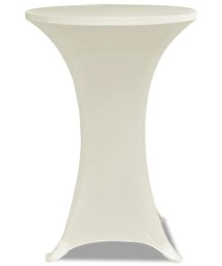 2 x Tischhusse für Stehtisch Stretchhusse Ø80 cm cremefarben