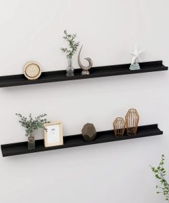 vidaXL Wandregale 2 Stk. Schwarz 100x9x3 cm