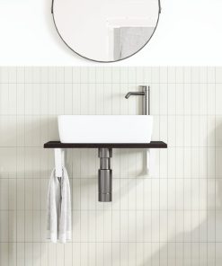 vidaXL Waschtischplatte mit Halterung Stahl und Massivholz Eiche