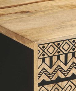 vidaXL TV-Schrank Schwarz 105x33,5x46 cm Raues Mangoholz