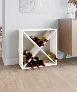 vidaXL Weinregal Weiß 62x25x62 cm Massivholz Kiefer