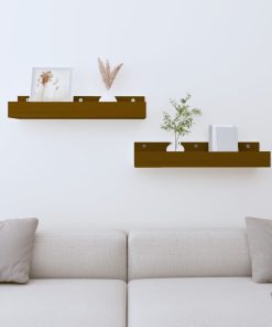 vidaXL Wandregale 2 Stk. Honigbraun 50x12x9 cm Massivholz Kiefer