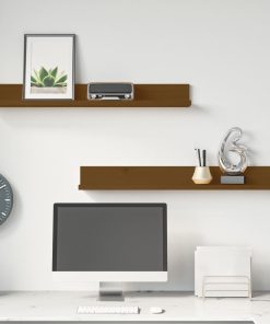 vidaXL Wandregale 2 Stk. Honigbraun 80x11x9 cm Massivholz Kiefer