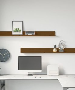 vidaXL Wandregale 2 Stk. Honigbraun 110x11x9 cm Massivholz Kiefer