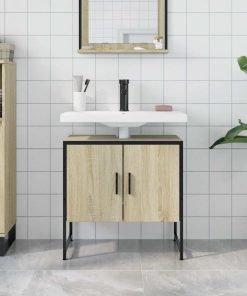 vidaXL Waschbeckenunterschrank Sonoma-Eiche 60x33x60 cm Holzwerkstoff