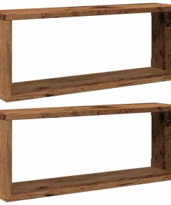 vidaXL Würfel-Wandregale 2 Stk. Altholz-Optik 60x15x23 Holzwerkstoff
