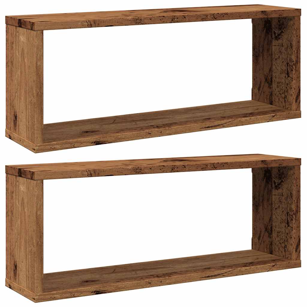vidaXL Würfel-Wandregale 2 Stk. Altholz-Optik 60x15x23 Holzwerkstoff