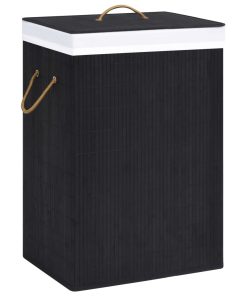 vidaXL Bambus-Wäschekorb mit 1 Fach Schwarz