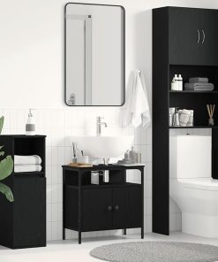 vidaXL Waschbeckenunterschrank Schwarz Eichen-Optik 60x30x60 cm