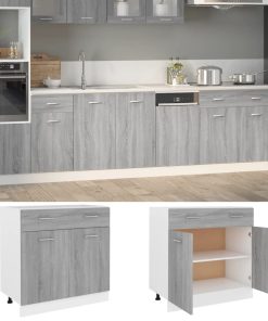 vidaXL Unterschrank mit Schublade Grau Sonoma 80x46x81,5 cm