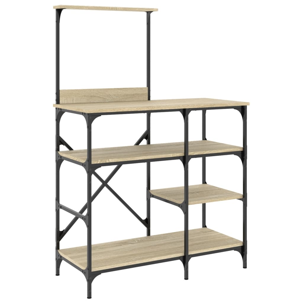 vidaXL Bäckerregal Sonoma-Eiche 90x40x132 cm Holzwerkstoff und Metall - Image 4
