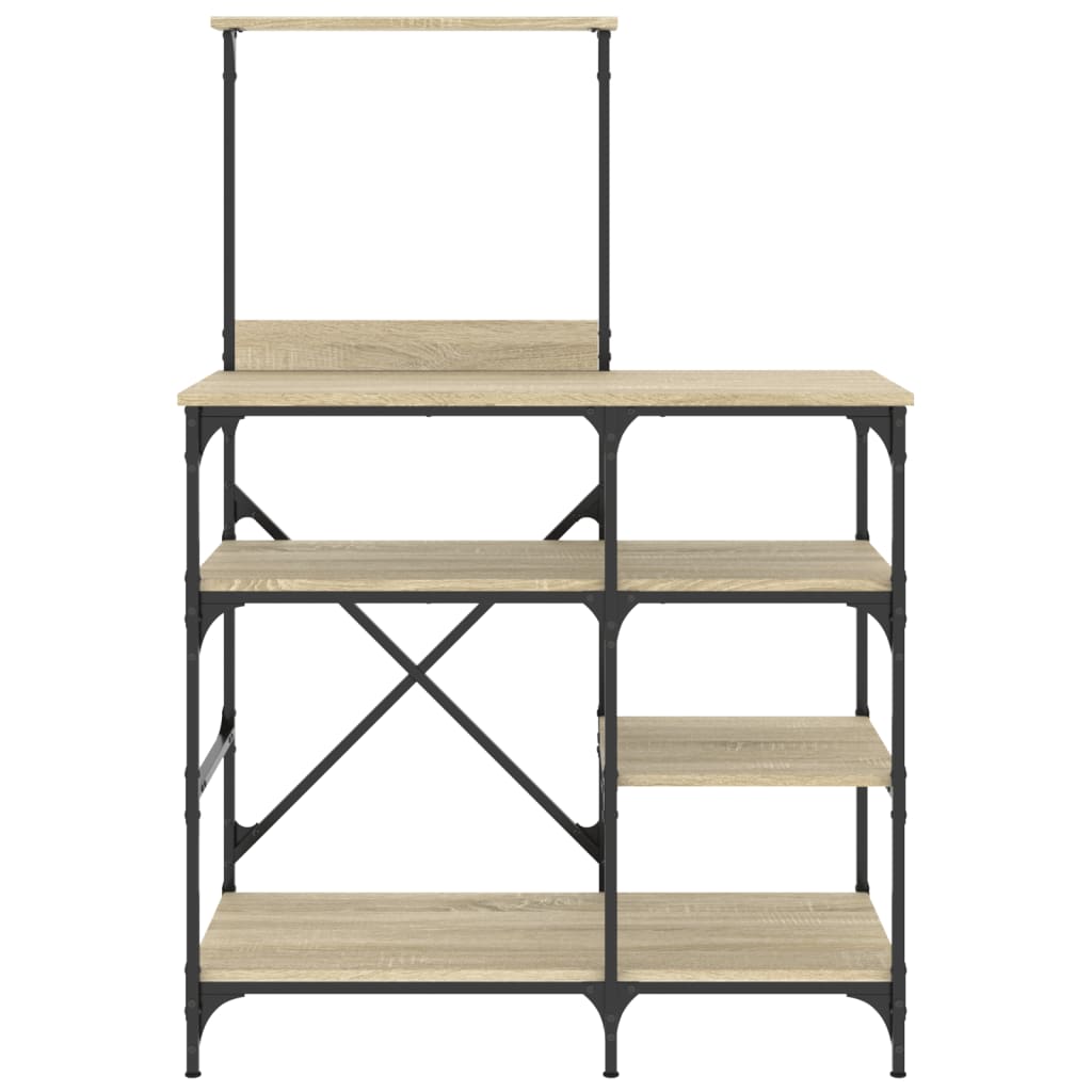 vidaXL Bäckerregal Sonoma-Eiche 90x40x132 cm Holzwerkstoff und Metall - Image 5