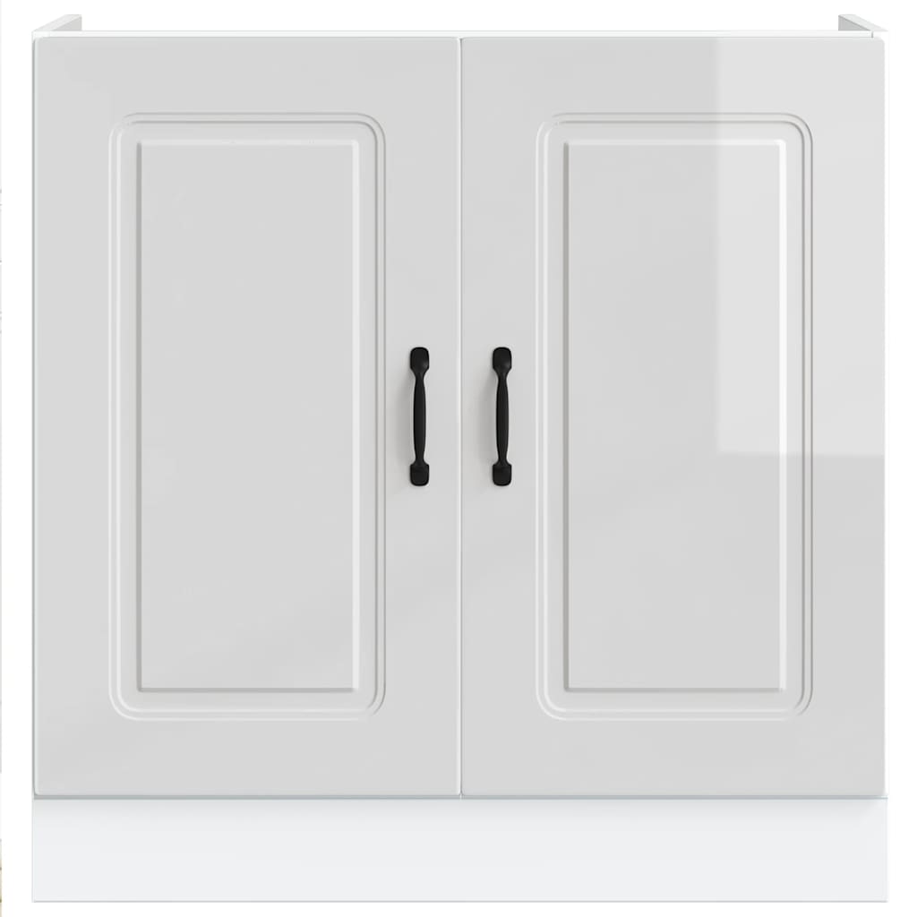 vidaXL Spülenunterschrank Kalmar Hochglanz-Weiß 80x46x81,5 cm - Image 4