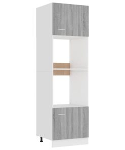 vidaXL Mikrowellenumbauschrank Lyon Grau Sonoma 60x57x207 cm Holzwerkstoff