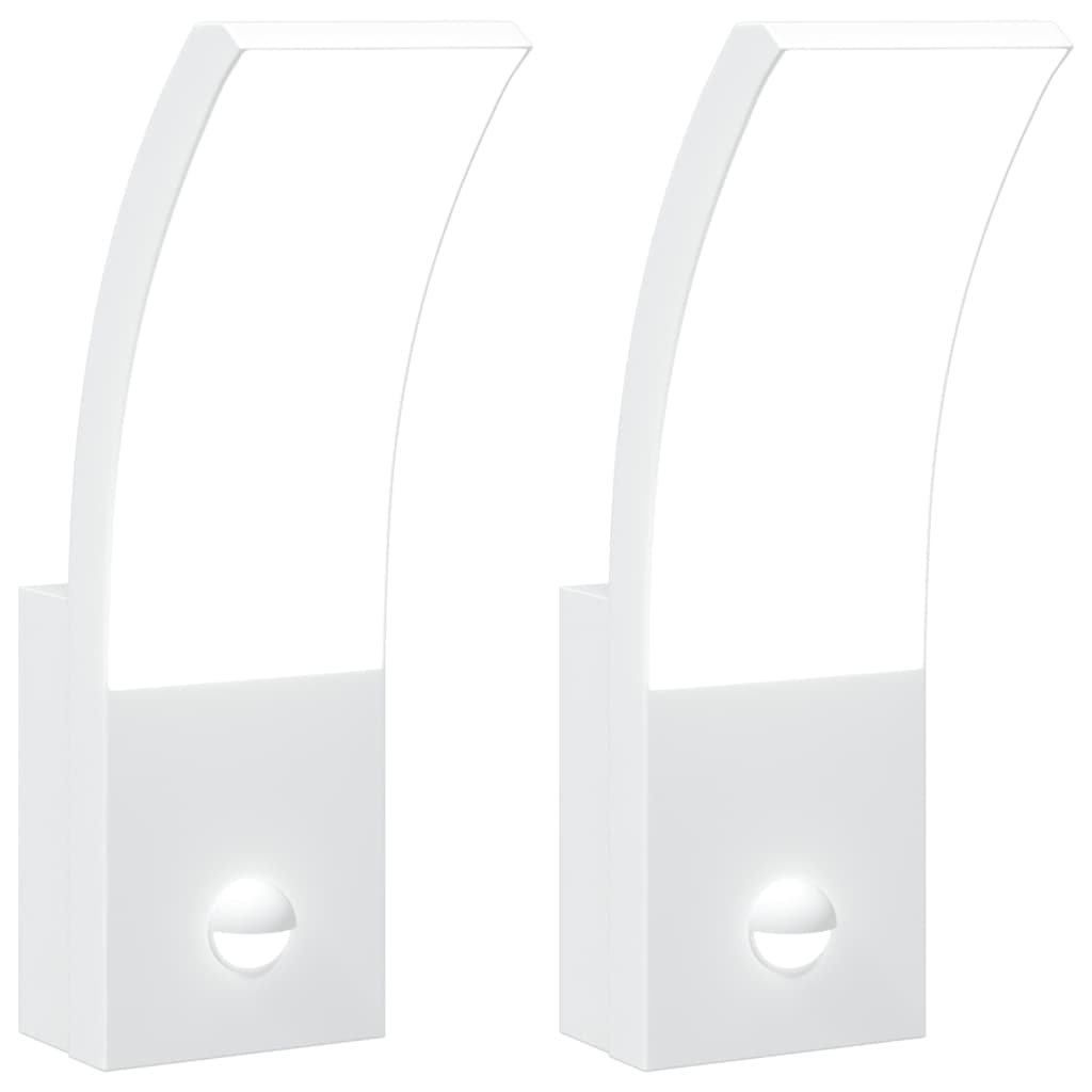 vidaXL LED-Außenwandleuchten mit Sensor 2 Stk. Weiß Aludruckguss
