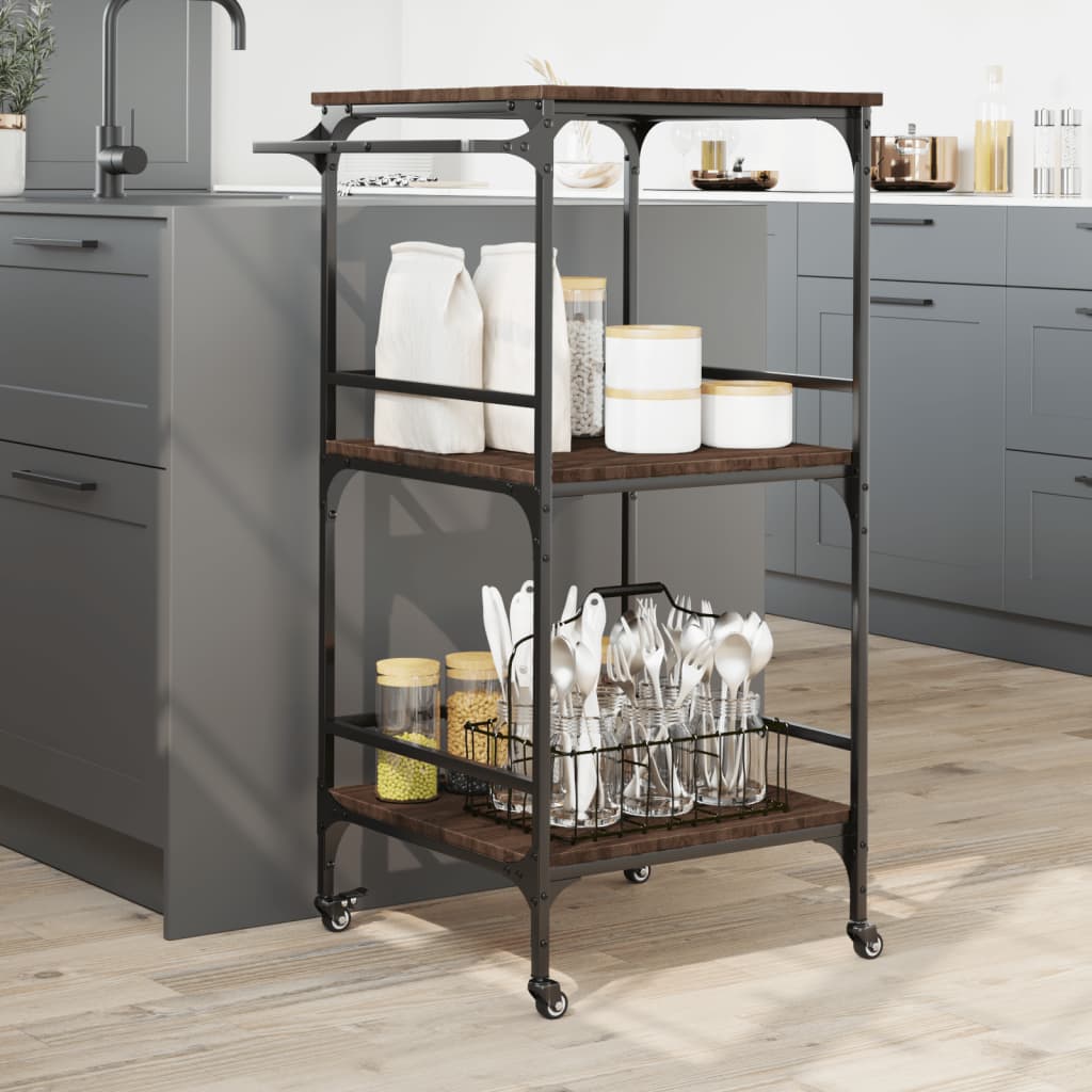 vidaXL Küchenwagen Braun Eichen-Optik 60,5x50x105 cm Holzwerkstoff