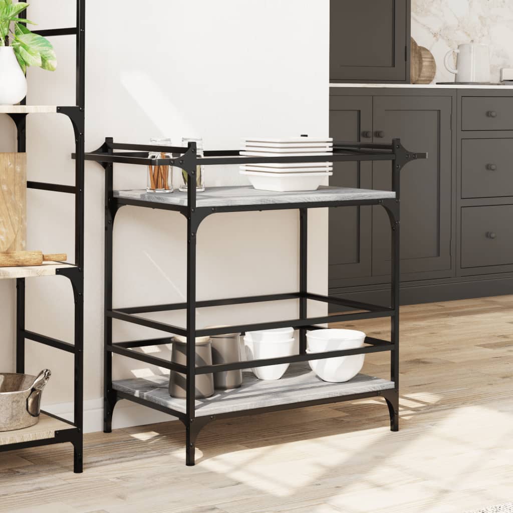 vidaXL Küchenwagen Grau Sonoma 82x40x78,5 cm Holzwerkstoff
