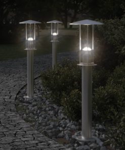 vidaXL Wegeleuchten 3 Stk. Silbern 60 cm Edelstahl