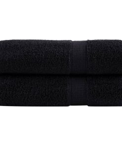 vidaXL Premium-Duschtücher SOLUND 2 Stk. Schwarz 70x140 cm 600 g/m²