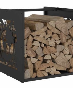 vidaXL Brennholzregal Schwarz 40x40x40 cm Kaltgewalzter Stahl