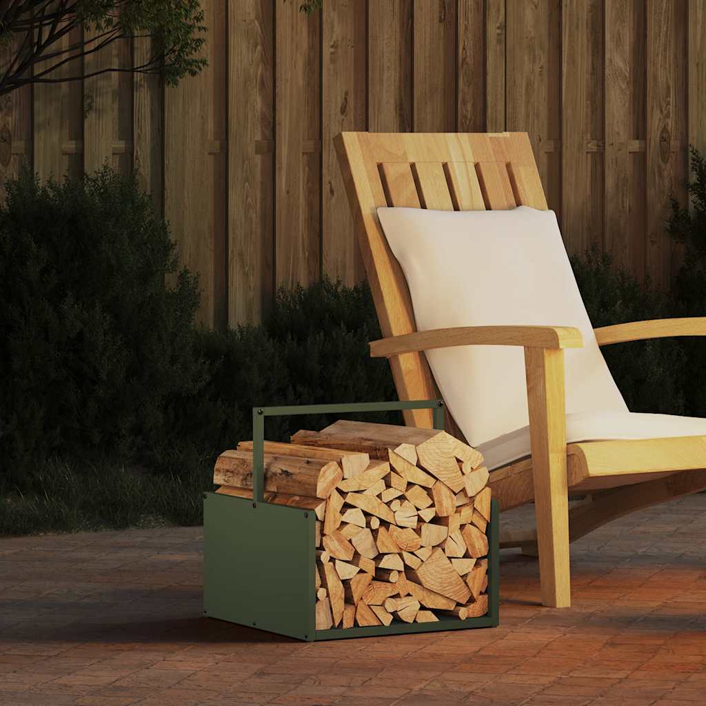 vidaXL Brennholzregal Olivgrün 40x40x40 cm Kaltgewalzter Stahl - Image 3