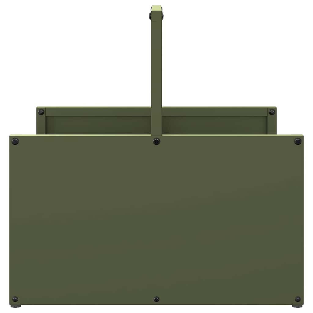 vidaXL Brennholzregal Olivgrün 40x40x40 cm Kaltgewalzter Stahl - Image 4