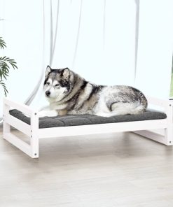 vidaXL Hundebett Weiß 105,5x75,5x28 cm Massivholz Kiefer