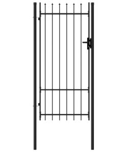 vidaXL Zauntor Einzelflügel mit Speerspitzen Stahl 1 x 2 m Schwarz