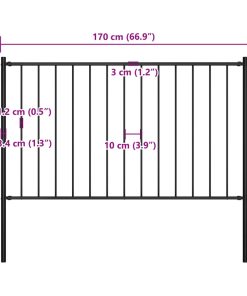 vidaXL Zaunelement mit Pfosten Pulverbeschichteter Stahl 1,81x0,75 m Schwarz