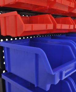 30 teiliges Wandregal Lagerregal Steckregal Blau Rot Werkstatt