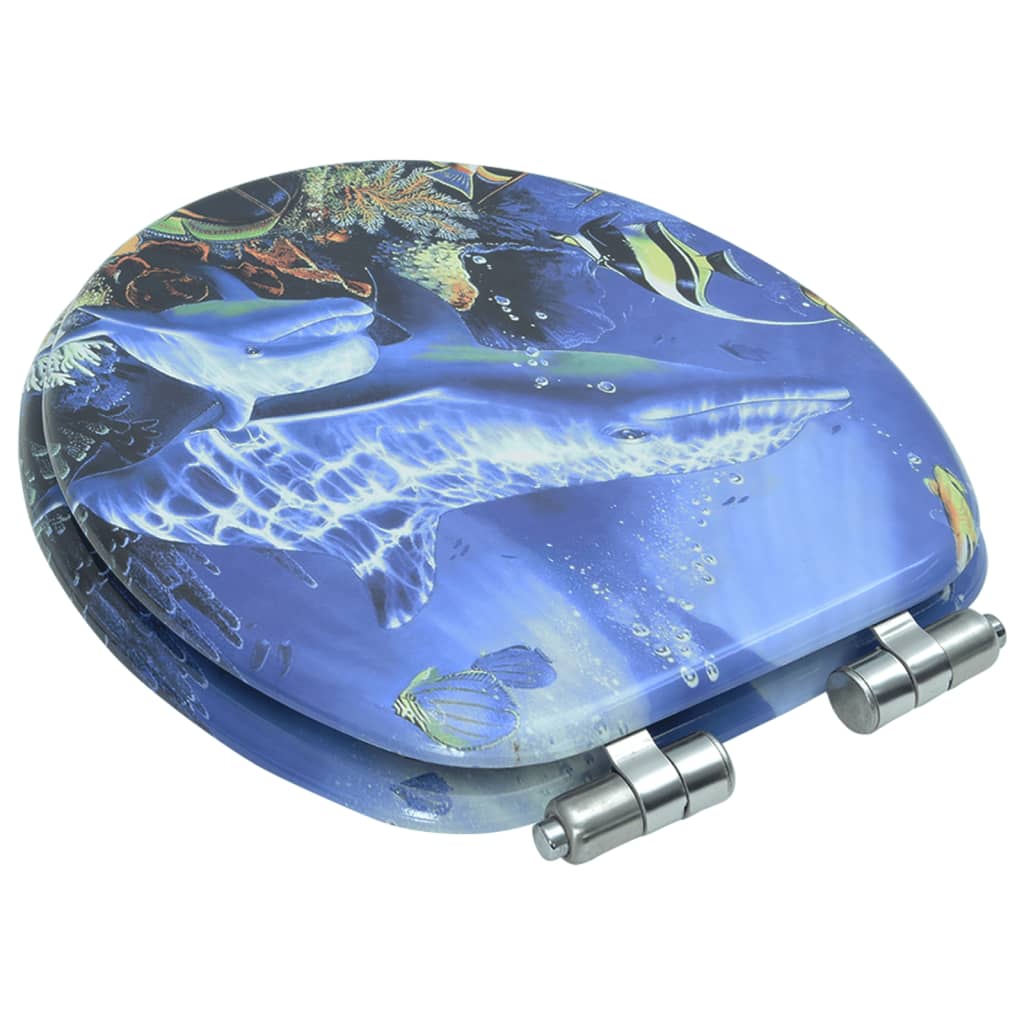 vidaXL Toilettensitz mit Soft-Close-Deckel MDF Delphine-Design - Image 5