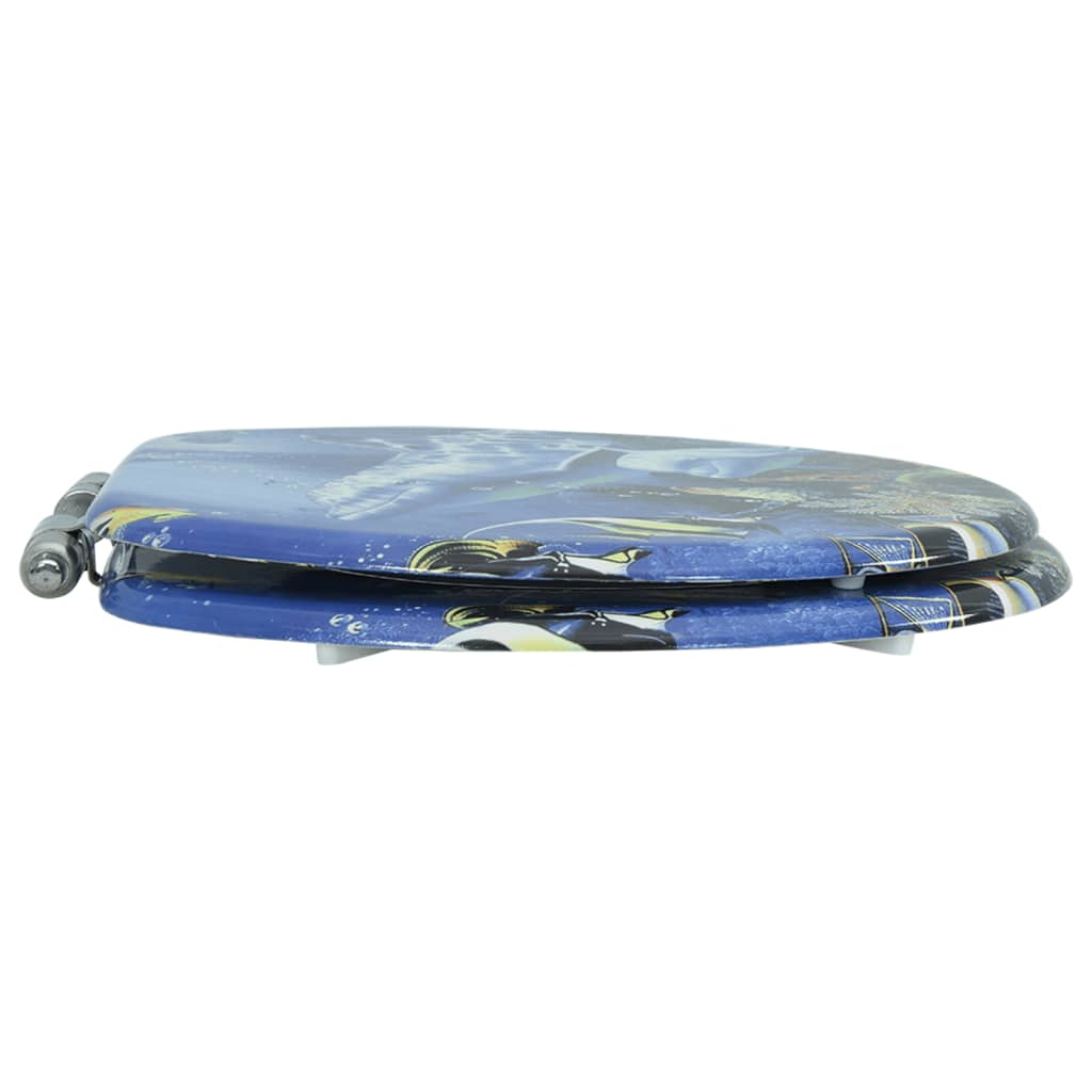 vidaXL Toilettensitz mit Soft-Close-Deckel MDF Delphine-Design