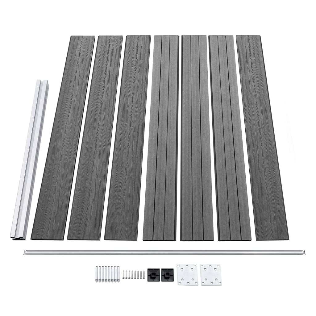 vidaXL Zaunelement Set WPC 872x146 cm Grau - Image 3